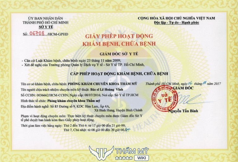 Phòng Khám Chuyên Khoa Thẩm Mỹ Tiến sĩ Bác sĩ Lê Hoàng Vĩnh